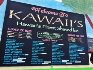 kawaii ice menu